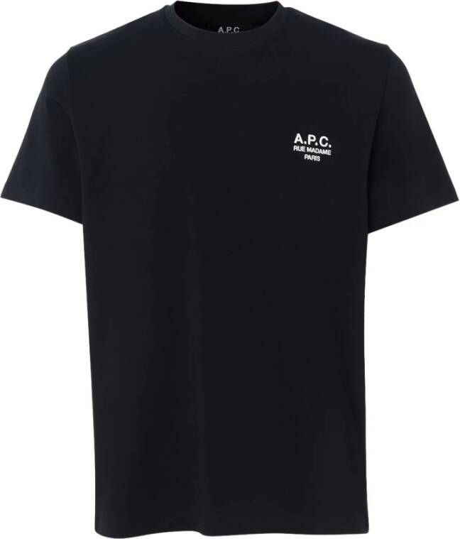 A.p.c. Nieuwe Raymond Zwarte Katoenen T-Shirt met Wit Logo Black Heren