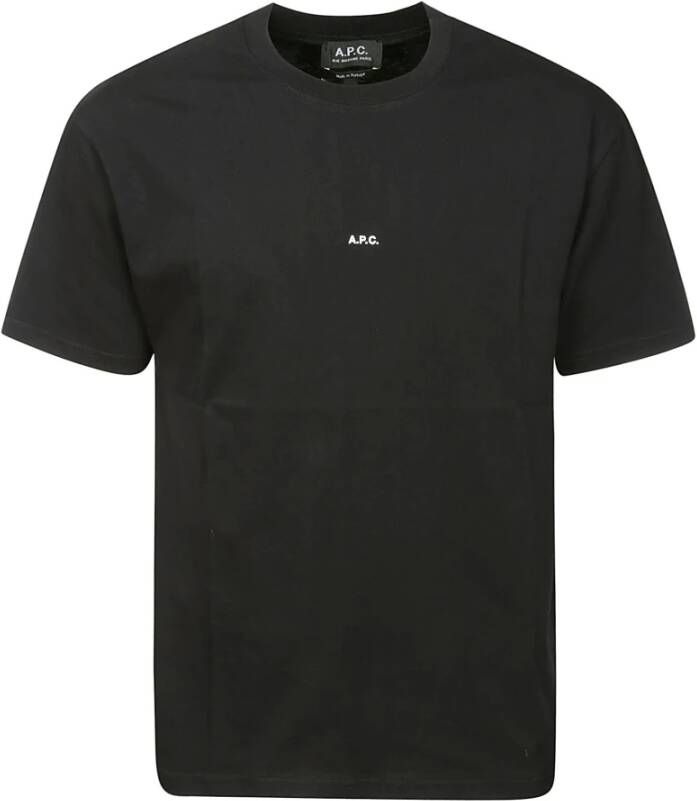A.p.c. Zwarte T-shirts en Polos met Logo Print Black Heren