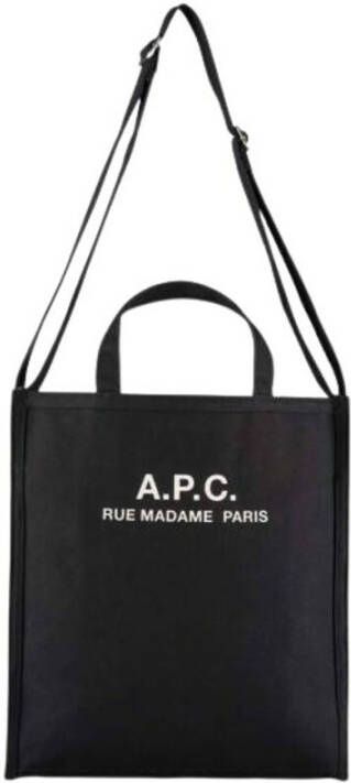 A.p.c. Canvas Shopping Bag met Logo Print Black Heren