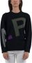 A.p.c. Zwarte Merinowollen Pullover met Multicolor Logo Black - Thumbnail 4