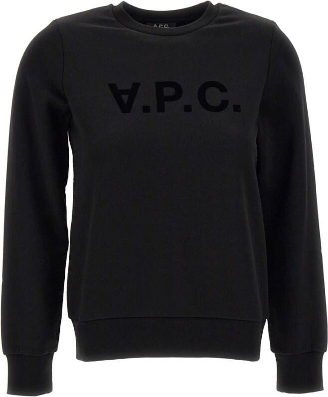 A.p.c. Zwarte katoenen sweatshirt met voorlogo Black Dames