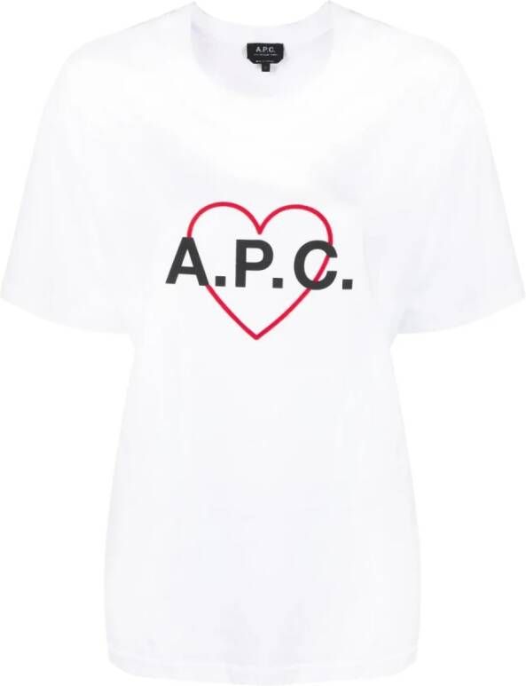 A.p.c. Valentin Heart Logo T-Shirt White Dames