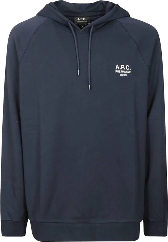 A.p.c. Verstelbare Lace Hoodie met Gestikt Logo Blauw Heren