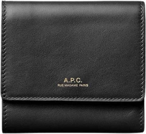 A.p.c. Zwarte portemonnee met drukknoopsluiting en kaartsleuf Black Dames