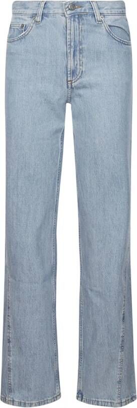 A.p.c. Wijde katoenen jeans met ritssluiting en knoopsluiting Blauw Dames