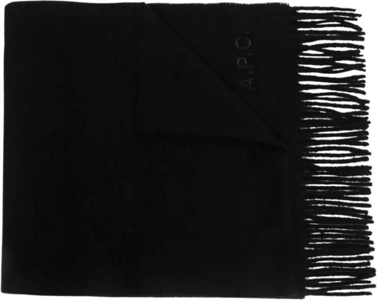 A.p.c. Ambroise Geborduurde Sjaal Wol Zwart Black Unisex