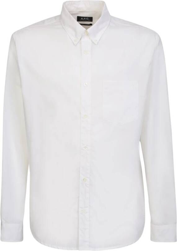 A.p.c. Witte katoenen shirts met logo borduursel White Heren