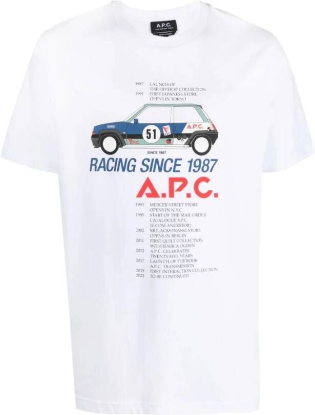 A.p.c. Witte Katoenen T-shirt met Voorprint White Heren