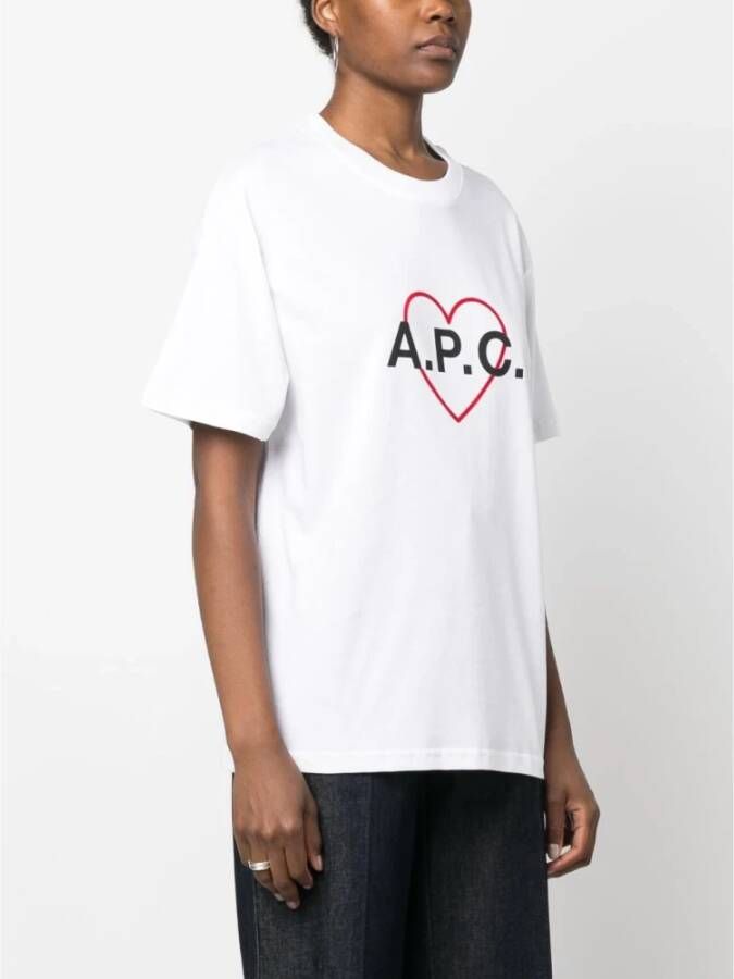 A.p.c. Witte Logo Print T-shirts en Polos Wit Dames