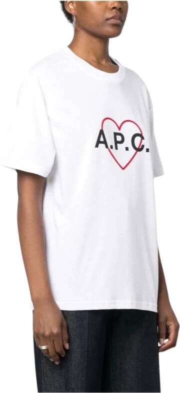 A.p.c. Witte Logo Print T-shirts en Polos Wit Dames