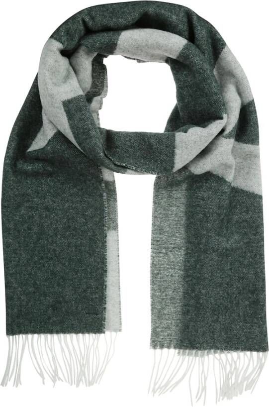 A.p.c. Wollen sjaal met franjes en logo print Groen