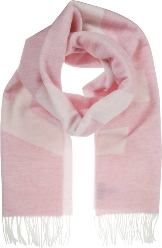 A.p.c. Wollen sjaal met franjes en verlengde logotekst Pink Heren