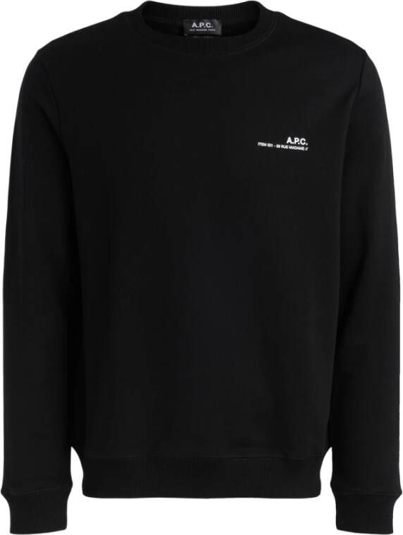 A.p.c. Zwarte katoenen heren sweatshirt met wit logo Zwart Heren