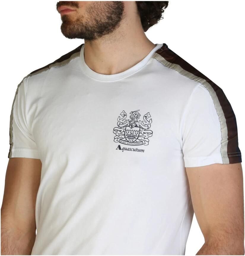 Aquascutum Logo Katoenen T-shirt voor Mannen White Heren