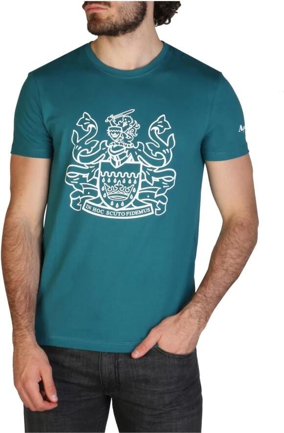 Aquascutum Katoenen T-shirt met logo detail Green Heren - Foto 3