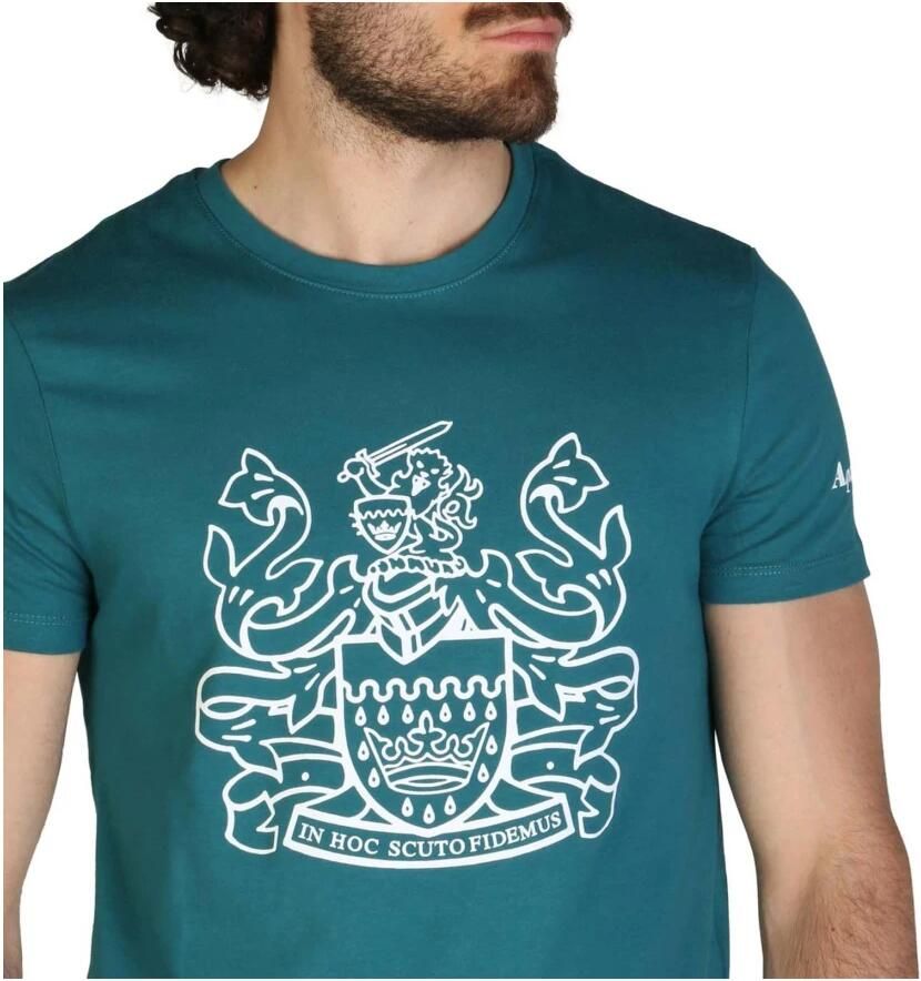 Aquascutum Katoenen T-shirt met logo detail Green Heren