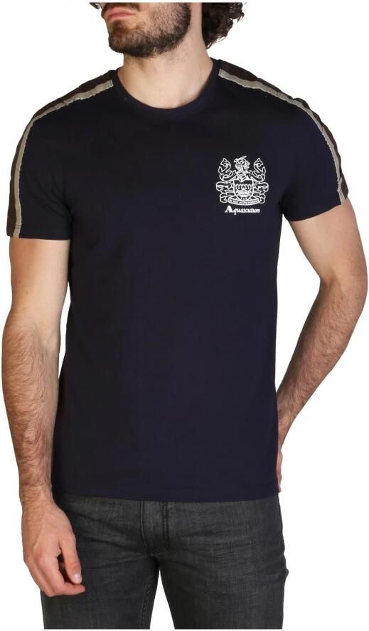 Aquascutum Logo-versierd katoenen T-shirt Korte mouwen Blue Heren
