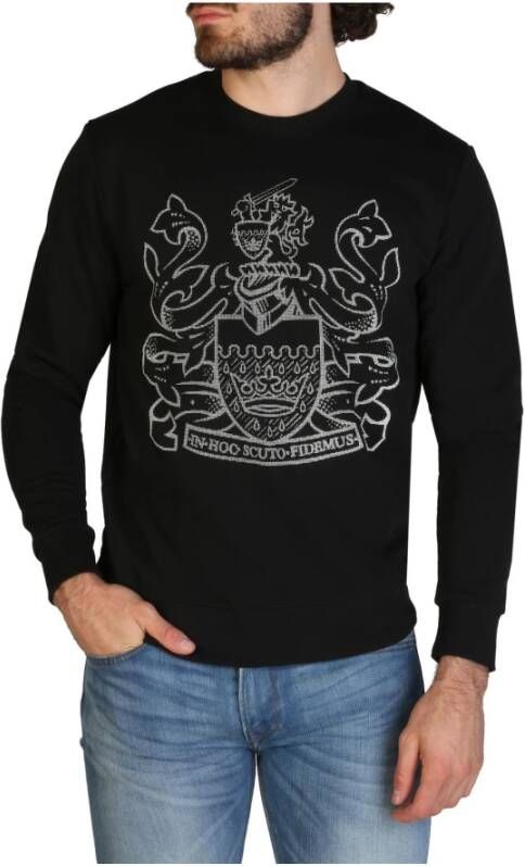 Aquascutum Lente Zomer Heren Sweatshirt Rode Ronde Hals Black Heren
