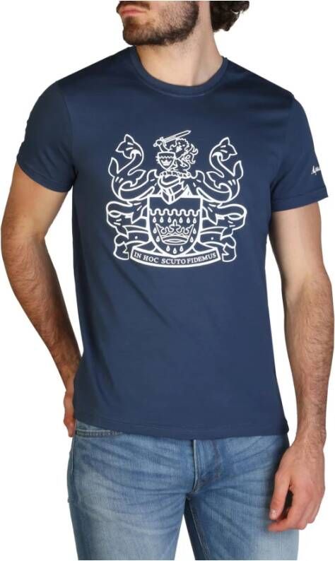 Aquascutum Heren T-shirt met korte mouwen en ronde hals Blue Heren