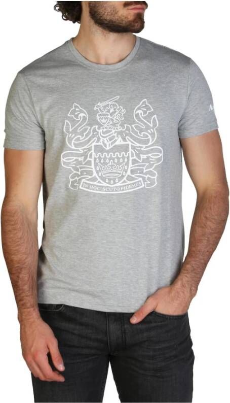 Aquascutum Heren T-shirt met korte mouwen en ronde hals Gray Heren - Foto 3
