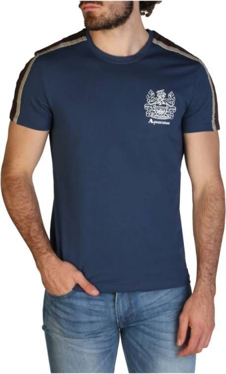 Aquascutum Logo-versierd katoenen T-shirt Korte mouwen Blue Heren