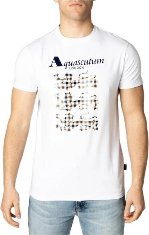 Aquascutum T-shirt print Wit Heren