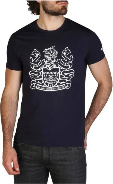 Aquascutum Heren T-shirt met korte mouwen en ronde hals Blue Heren