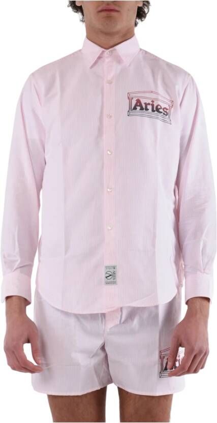 Aries Klassiek Oxford Gestreept Overhemd Pink Dames