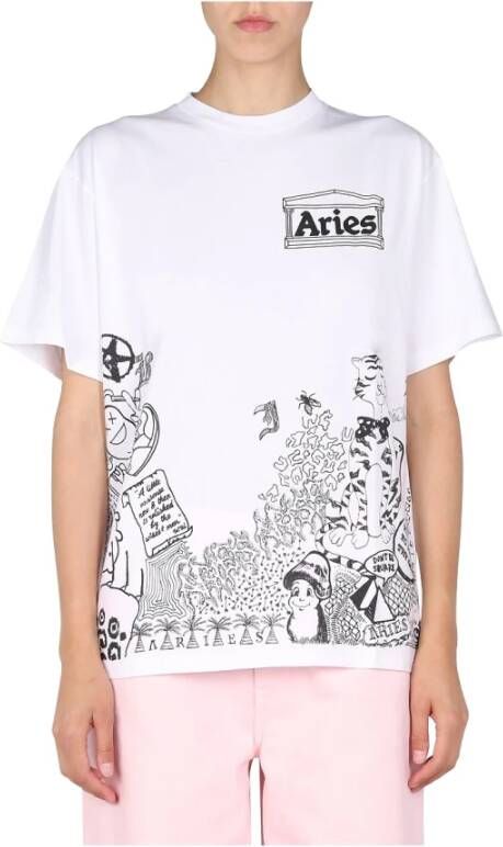 Aries Doodle T-shirt White Dames