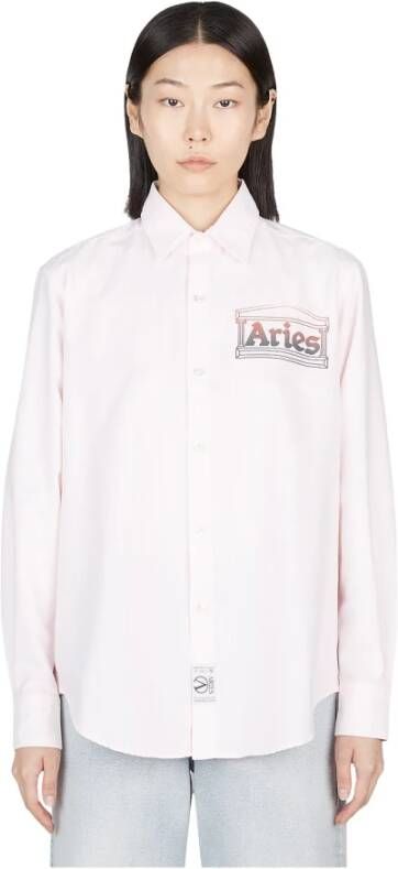 Aries Klassiek Oxford Gestreept Overhemd Roze Dames