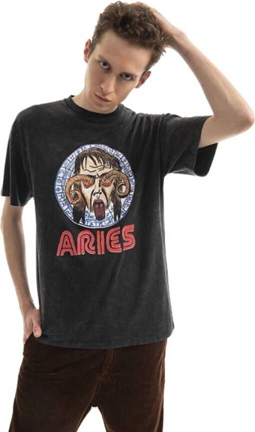 Aries Mannen t -shirt voor buitenaardse wezens ss tee ar60005 Zwart Heren