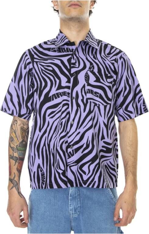 Aries Short Sleeve Shirts Purple Heren