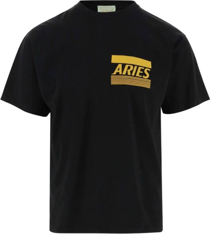 Aries Katoenen T-shirt met Logo Print Black Heren