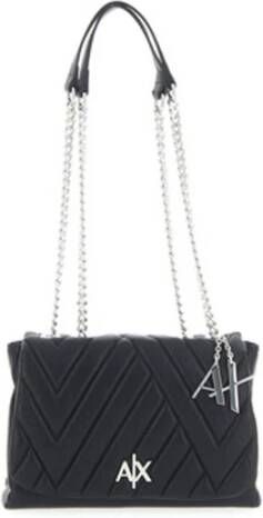 Armani Exchange Zwarte handtas met zilverkleurige metalen details Black Dames