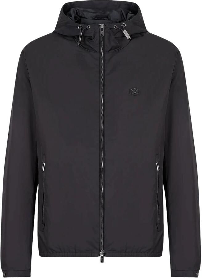 Armani Blauwe Rits Hooded Blouson Jas Blue Heren