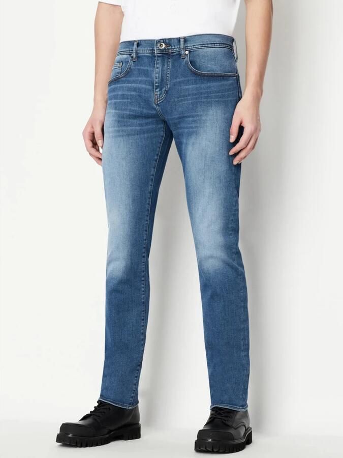 Armani Heren Jeans Blauw Rits en knoopsluiting Blauw Heren