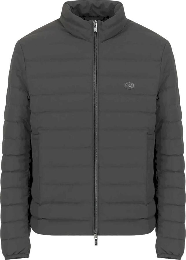 Emporio Armani Donkergrijze donsjas met logo Brown Heren