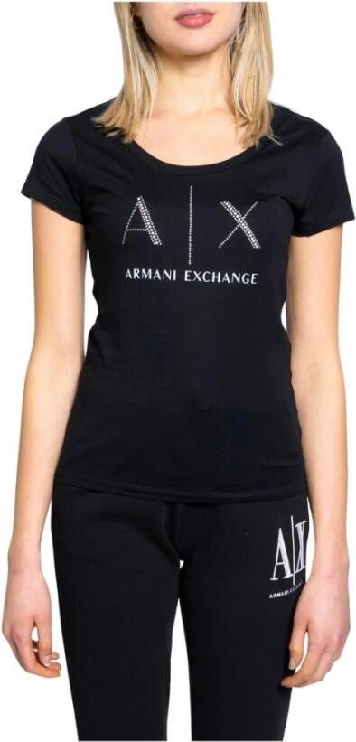 Armani Exchange Stijlvol Logo Studs Dames T-Shirt Black Dames