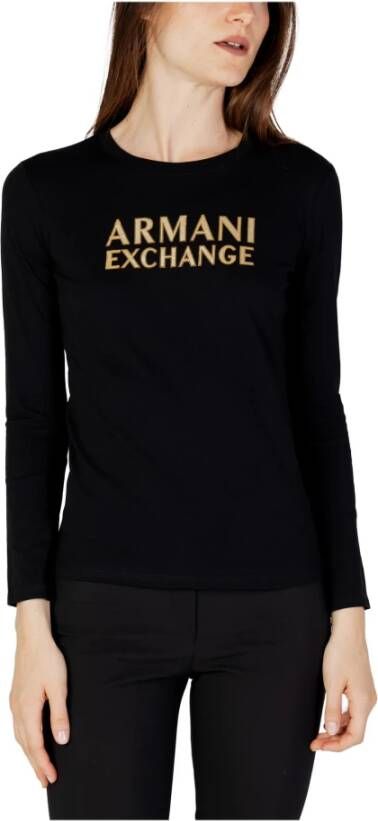 Armani Exchange Zwarte T-shirt met lange mouwen voor dames Black Dames