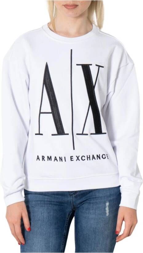 Armani Exchange Wit Print Sweatshirt Lente Zomer Vrouwen White Dames