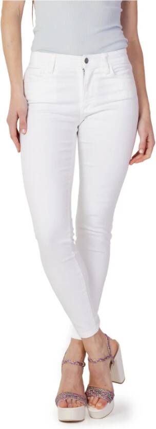 Armani Exchange Witte effen jeans met ritssluiting en knoopsluiting White Dames