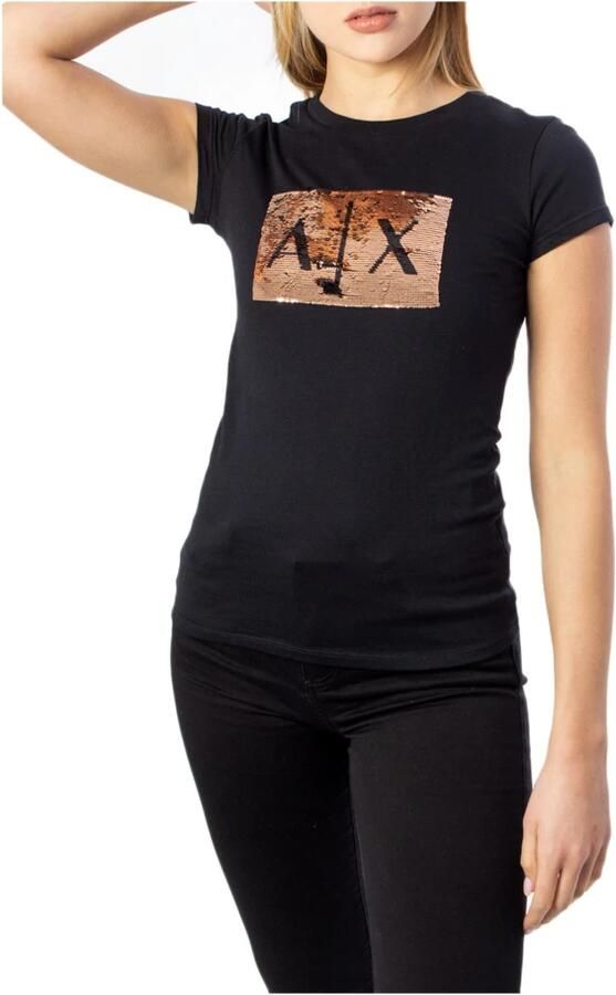 Armani Exchange Katoenen Crew Neck T-Shirt Vrouwencollectie Black Dames - Foto 3