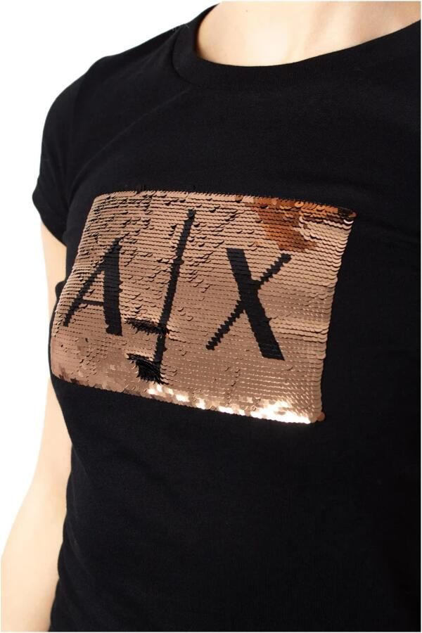 Armani Exchange Katoenen Crew Neck T-Shirt Vrouwencollectie Black Dames