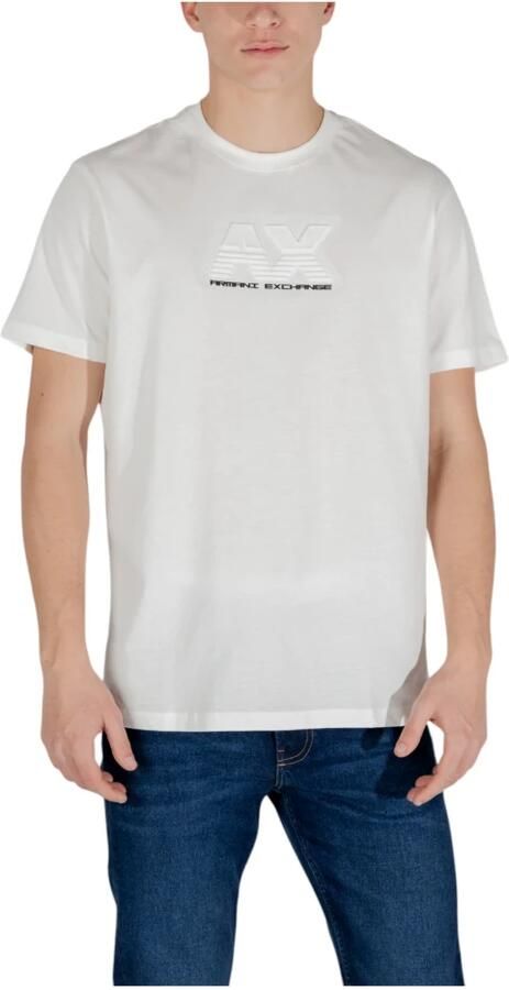 Armani Exchange Beige Korte Mouw T-shirt van Katoen White Heren