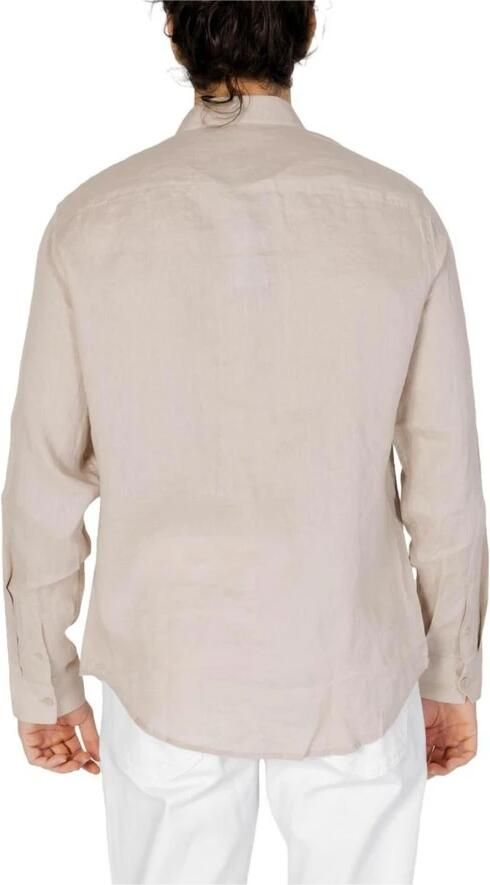 Armani Exchange Linen Overhemd met Lange Mouwen en Knoopsluiting Beige Heren - Foto 3