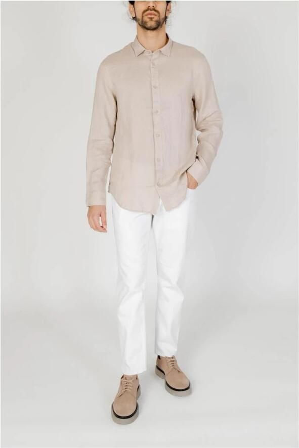 Armani Exchange Linen Overhemd met Lange Mouwen en Knoopsluiting Beige Heren - Foto 2