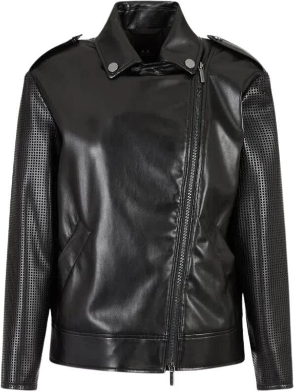 Armani Exchange Leren jack met reverskraag - Foto 3