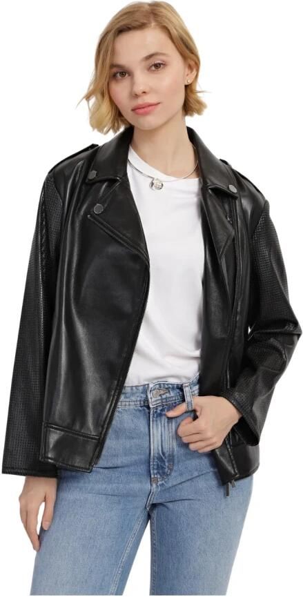 Armani Exchange Leren jack met reverskraag