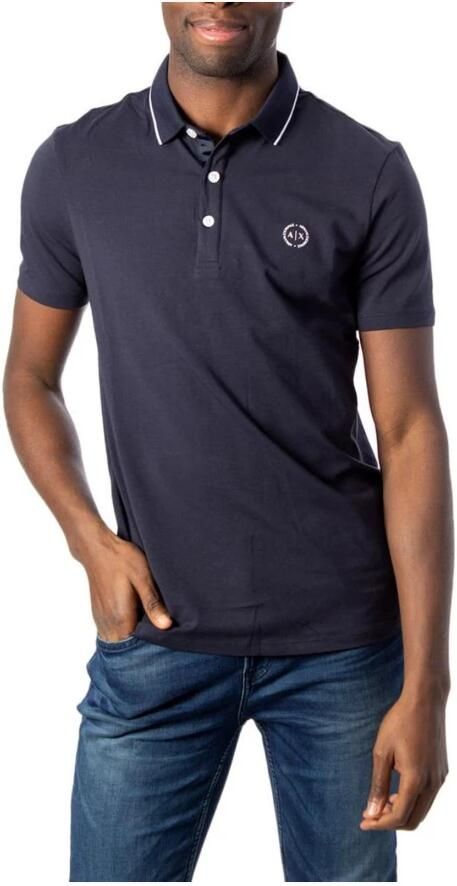 Armani Exchange Blauw Katoenen Poloshirt Heren Korte Mouw Blue Heren - Foto 2