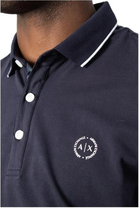 Armani Exchange Blauw Katoenen Poloshirt Heren Korte Mouw Blue Heren